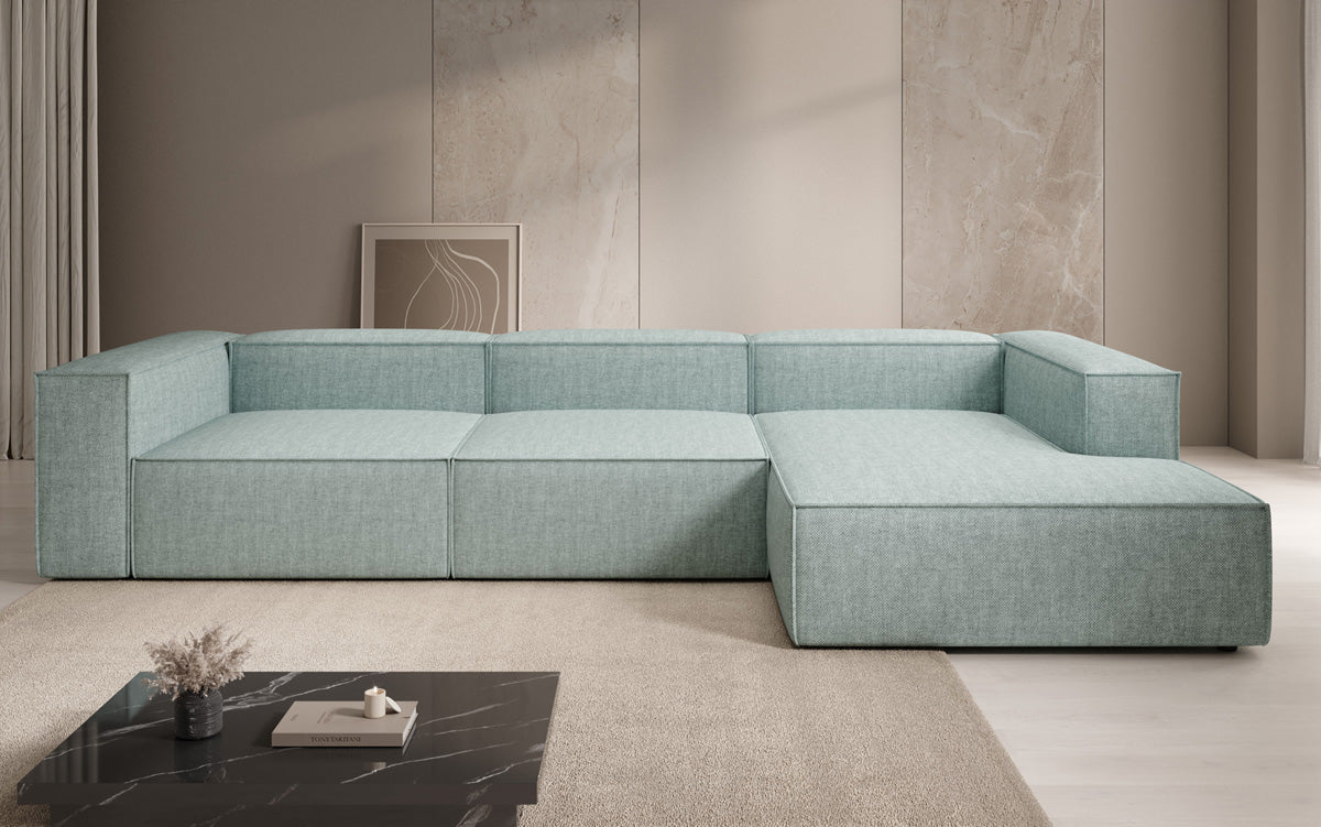 Designer Ecksofa Lesley in Leinen-Optik