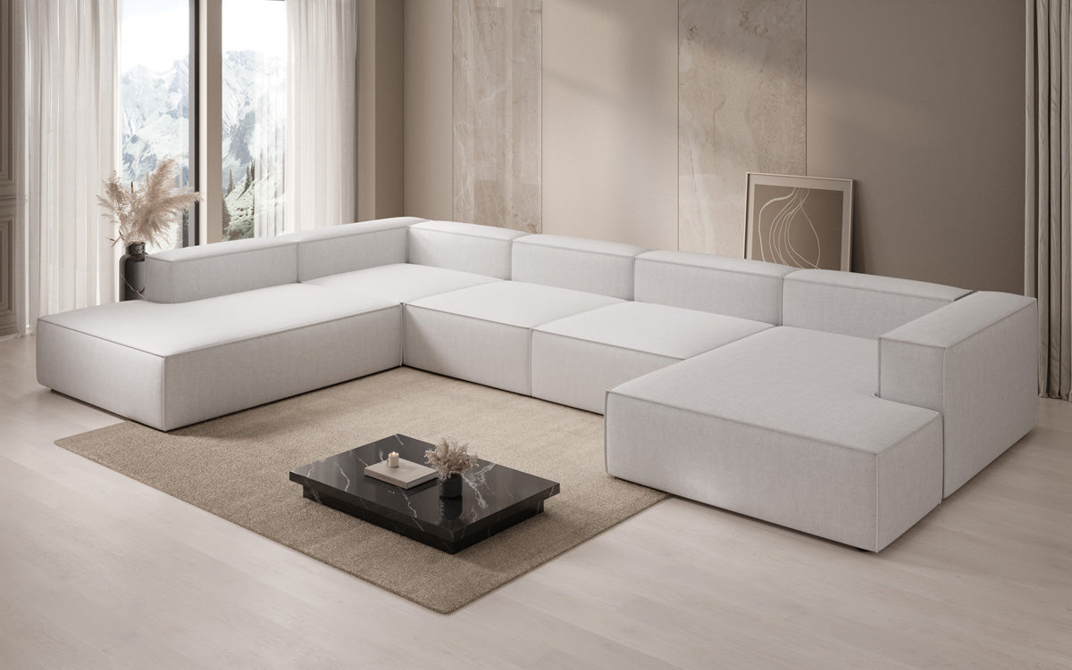 Designer Sofa Lesley U XXL in Leinen-Optik