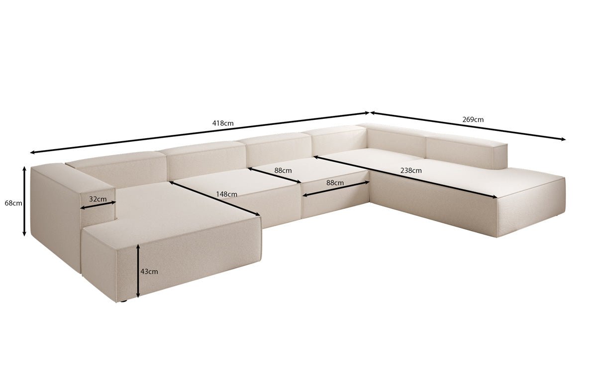 Designer Sofa Lesley U XXL in Strukturstoff