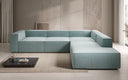 Designer Ecksofa Lesley mit langer Ottomane in Strukturstoff