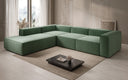Designer Ecksofa Lesley mit langer Ottomane in Strukturstoff