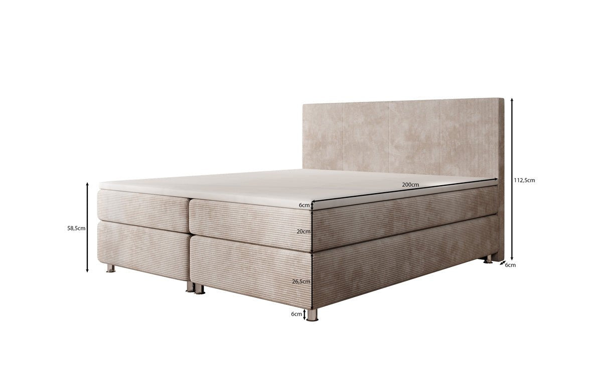 Lit boxspring Athene en Côtelé