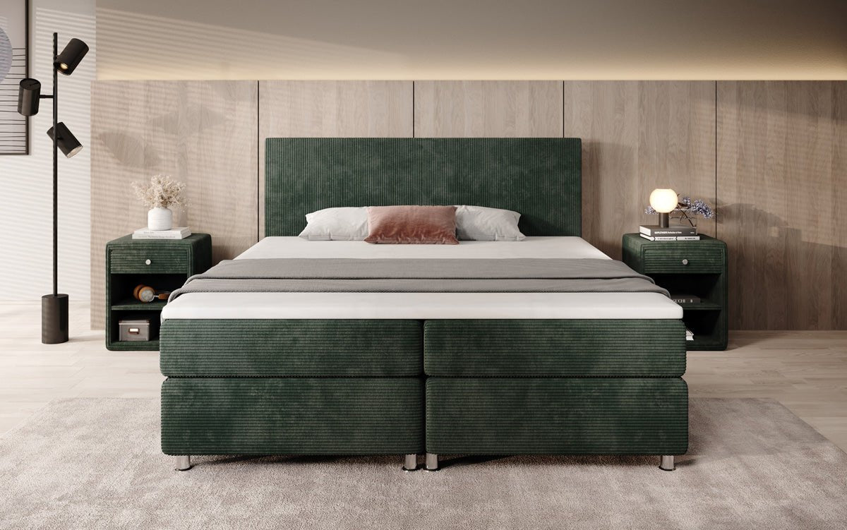 Lit boxspring Athene en Côtelé