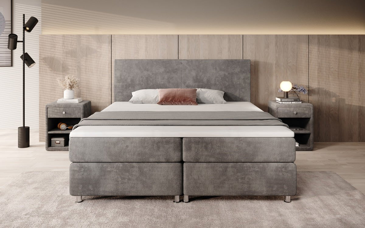 Lit boxspring Athene en Côtelé