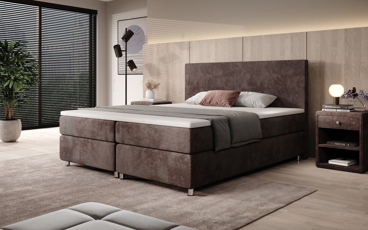 Lit boxspring Athene en Côtelé