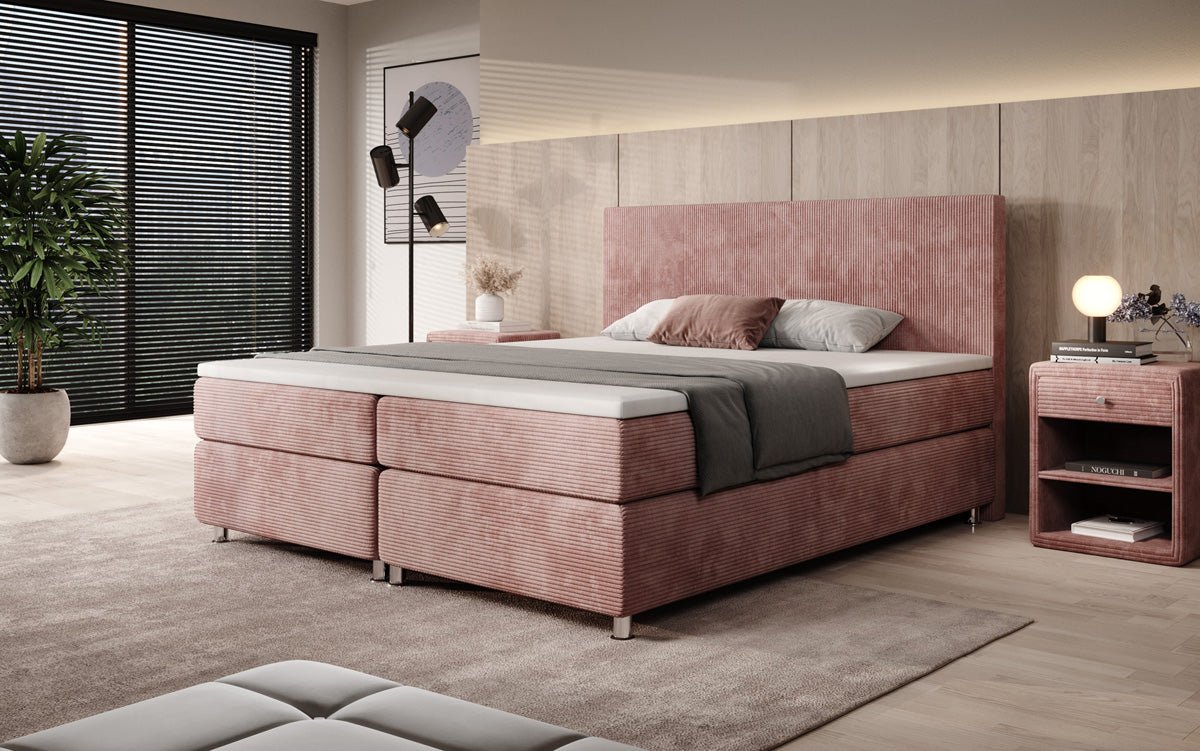Lit boxspring Athene en Côtelé