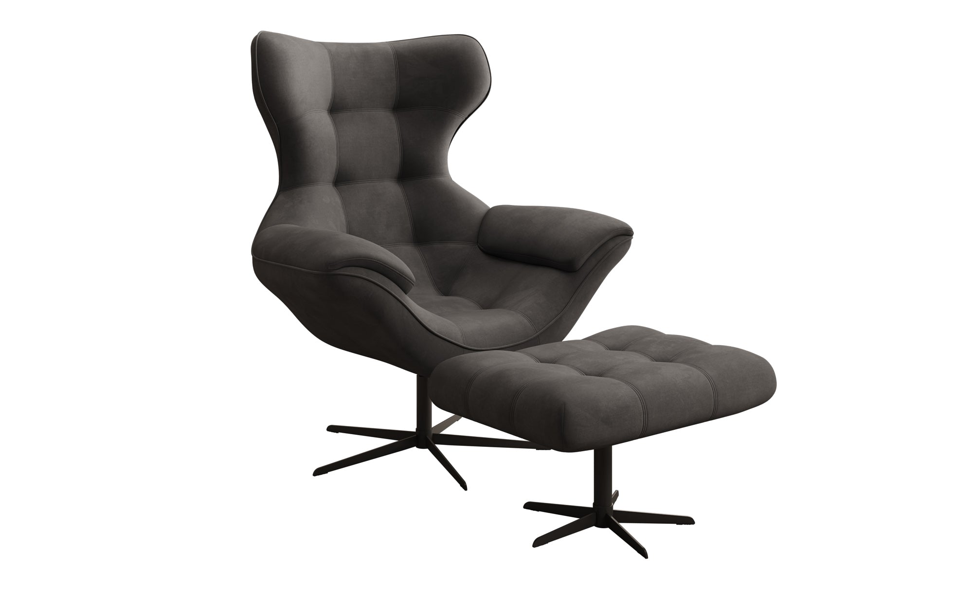 Designer Sofa-Sessel Aurelio inkl. Beistellhocker in Samt