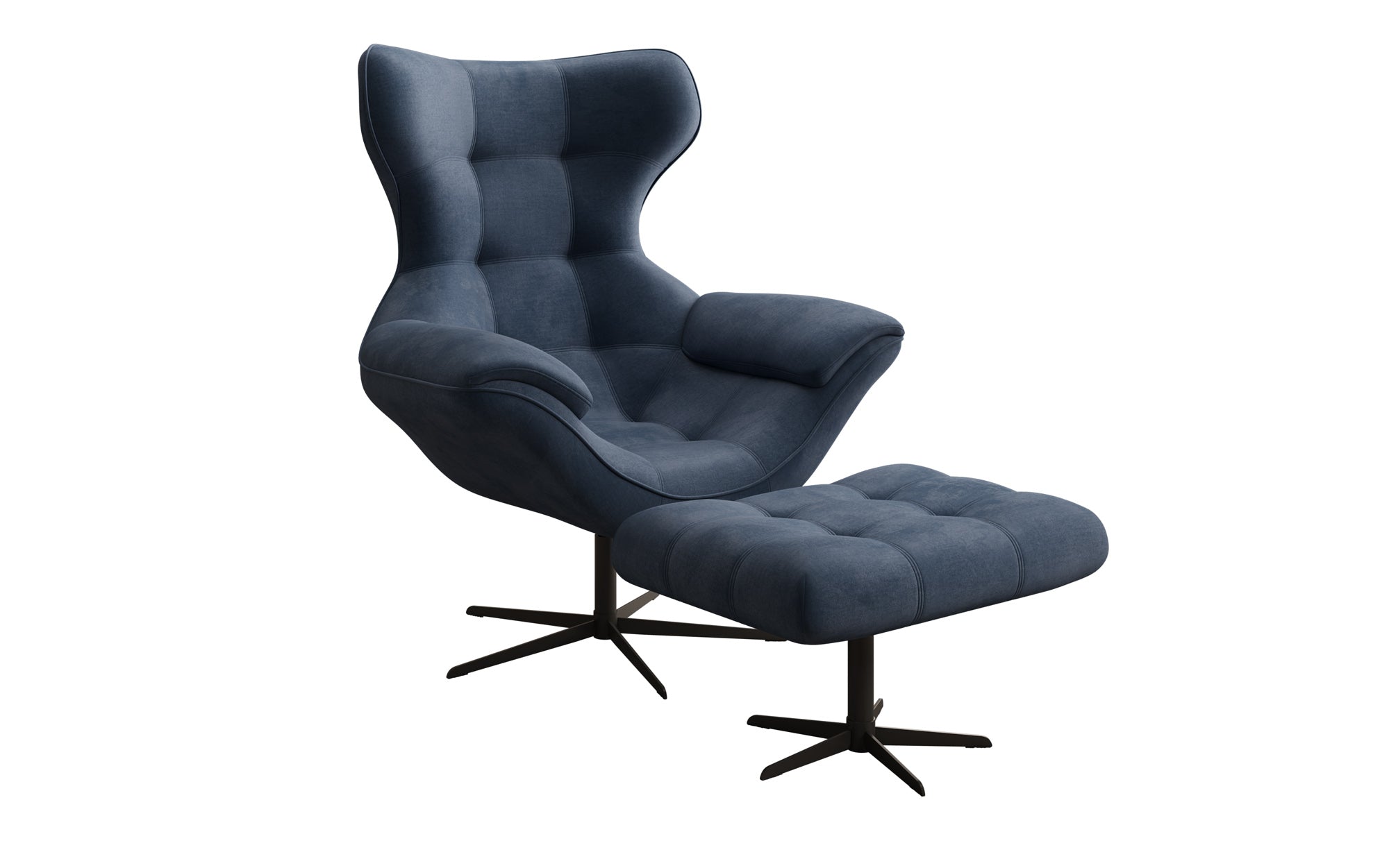Designer Sofa-Sessel Aurelio inkl. Beistellhocker in Samt