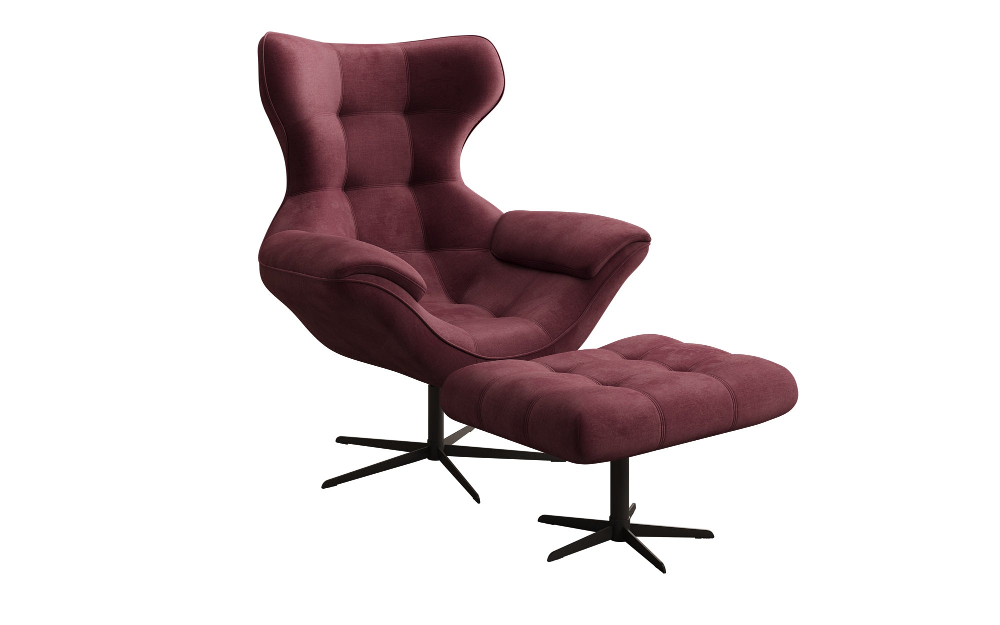 Designer Sofa-Sessel Aurelio inkl. Beistellhocker in Samt