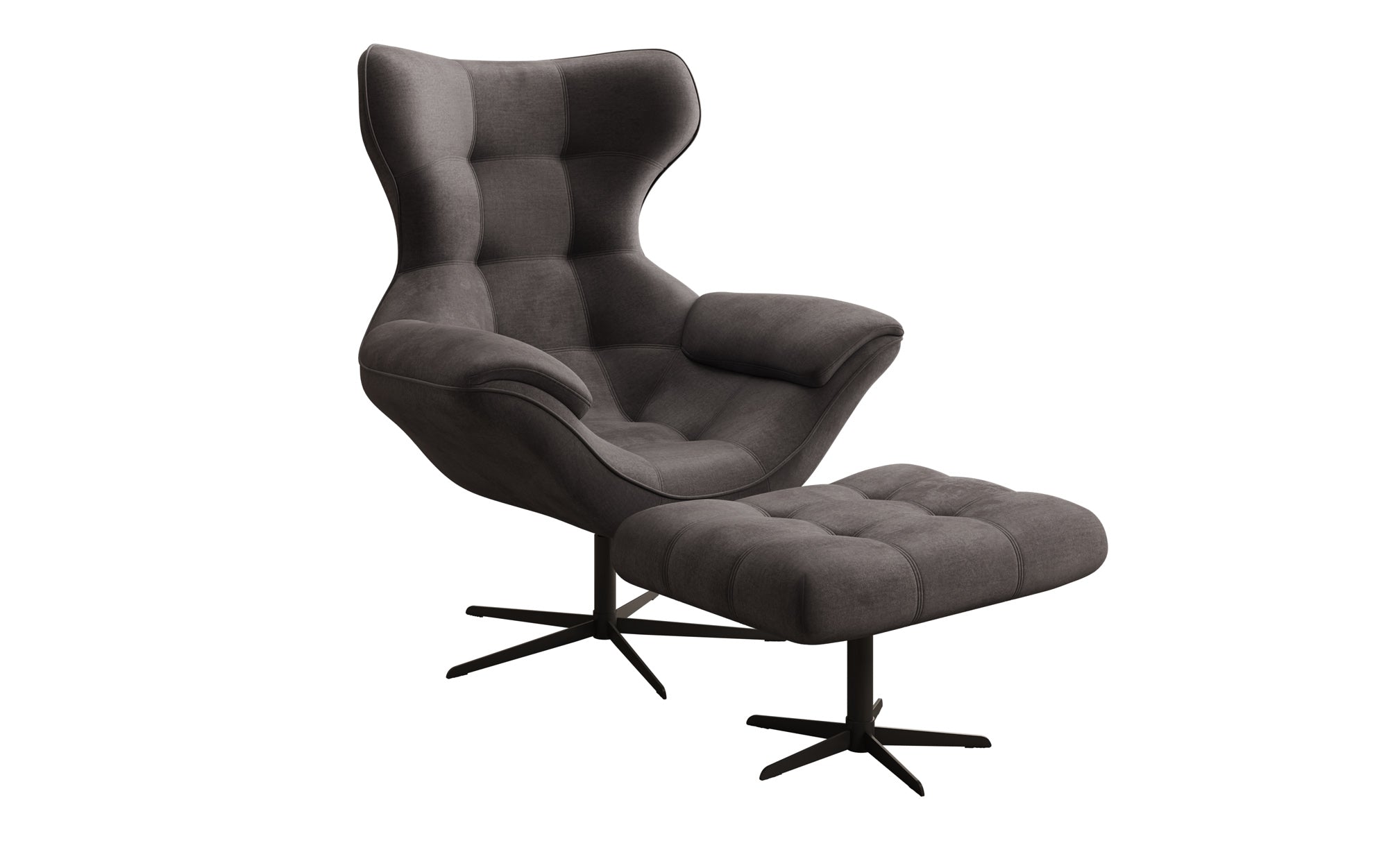 Designer Sofa-Sessel Aurelio inkl. Beistellhocker in Samt