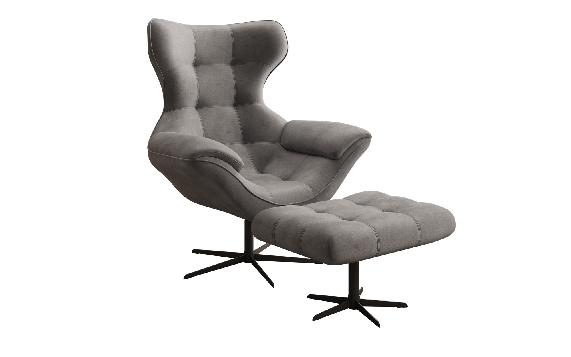 Designer Sofa-Sessel Aurelio inkl. Beistellhocker in Samt