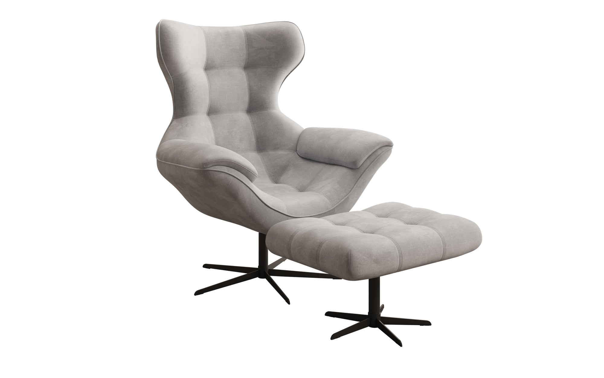 Designer Sofa-Sessel Aurelio inkl. Beistellhocker in Samt
