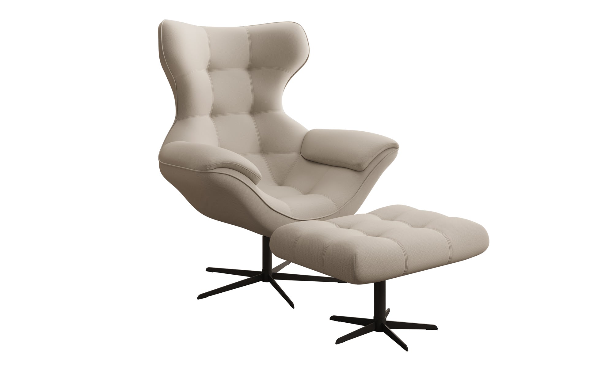 Designer Sofa-Sessel Aurelio inkl. Beistellhocker in Stoff