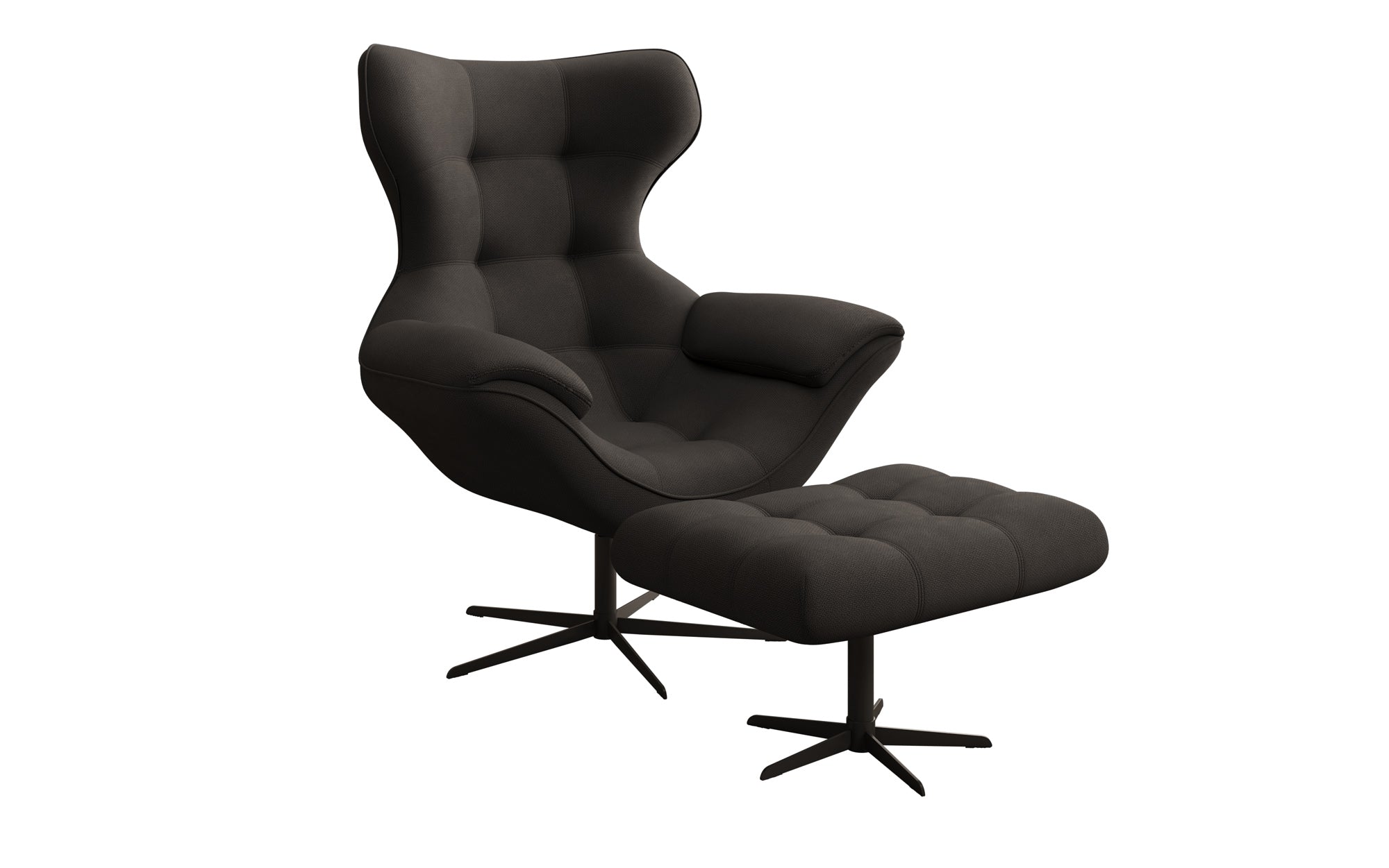 Designer Sofa-Sessel Aurelio inkl. Beistellhocker in Stoff