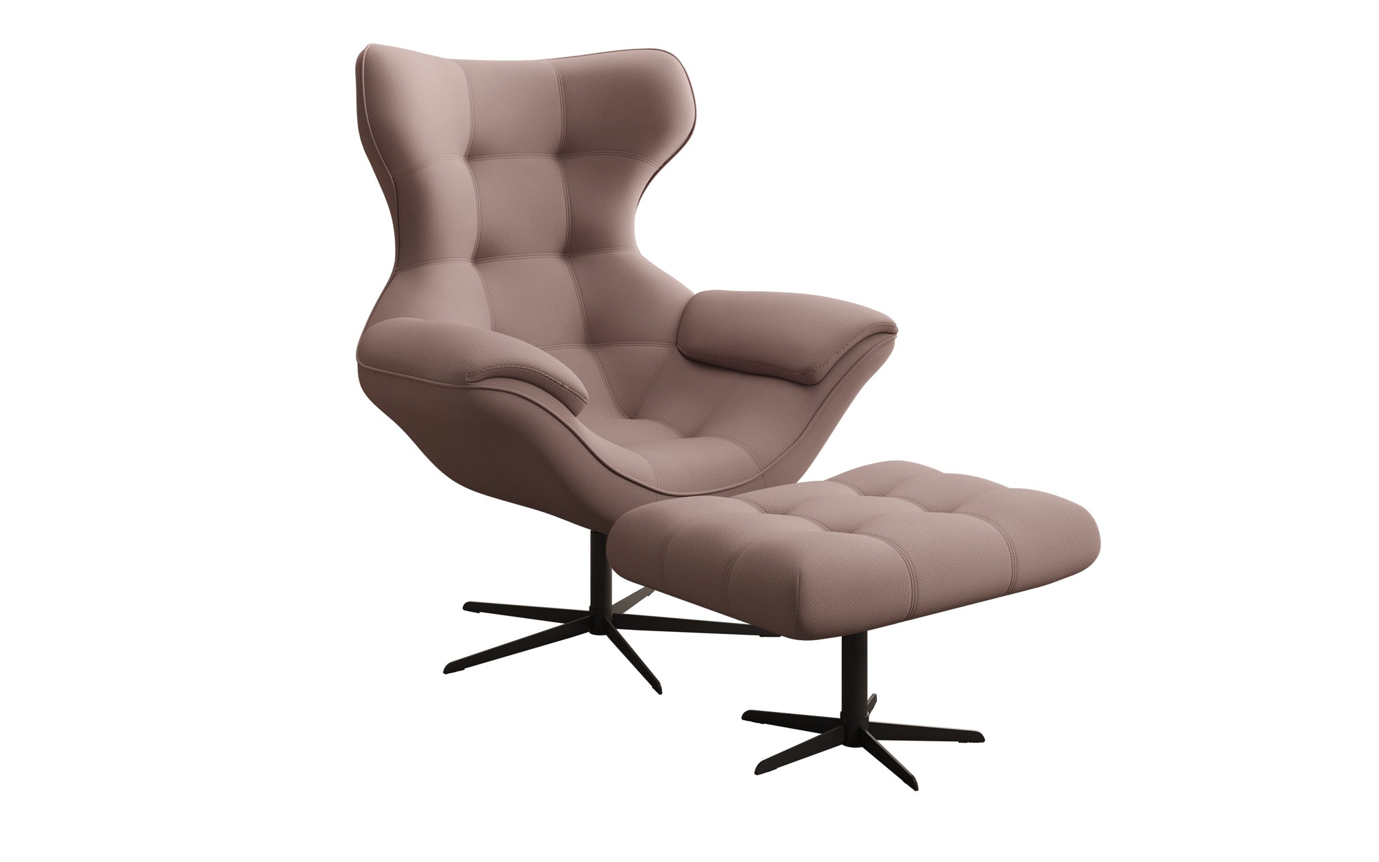Designer Sofa-Sessel Aurelio inkl. Beistellhocker in Stoff