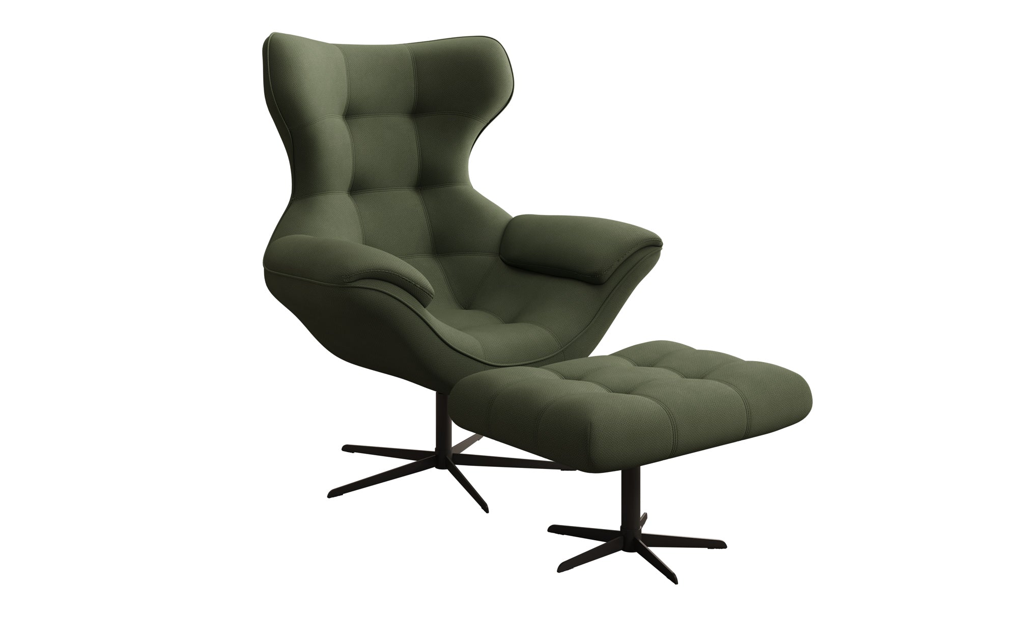 Designer Sofa-Sessel Aurelio inkl. Beistellhocker in Stoff