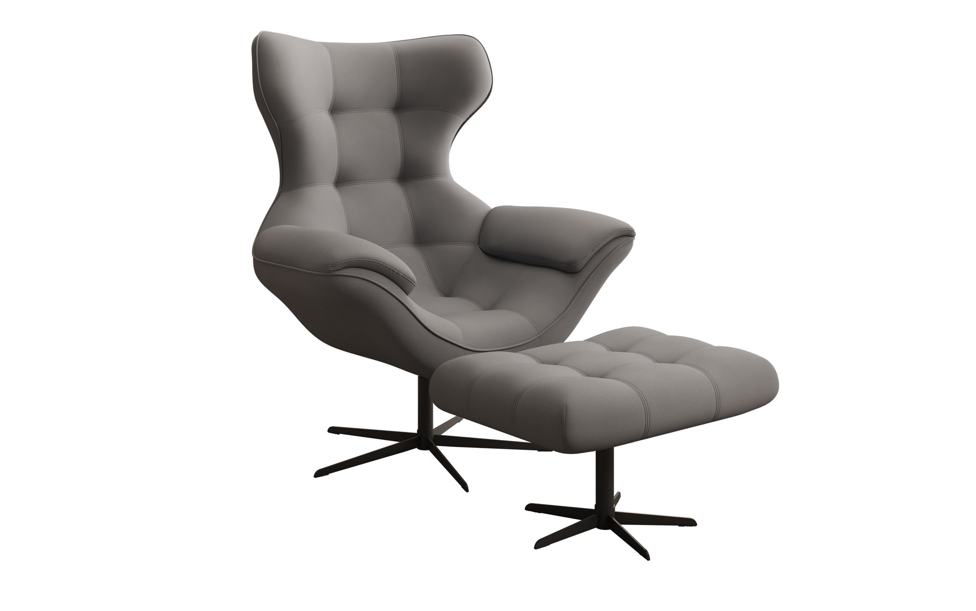 Designer Sofa-Sessel Aurelio inkl. Beistellhocker in Stoff
