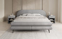 Boxspringbett Marisol mit ovalem Headboard in Bouclé
