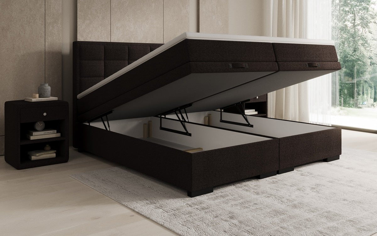 Boxspringbett Alessia mit Stauraum in Teddy Bouclé