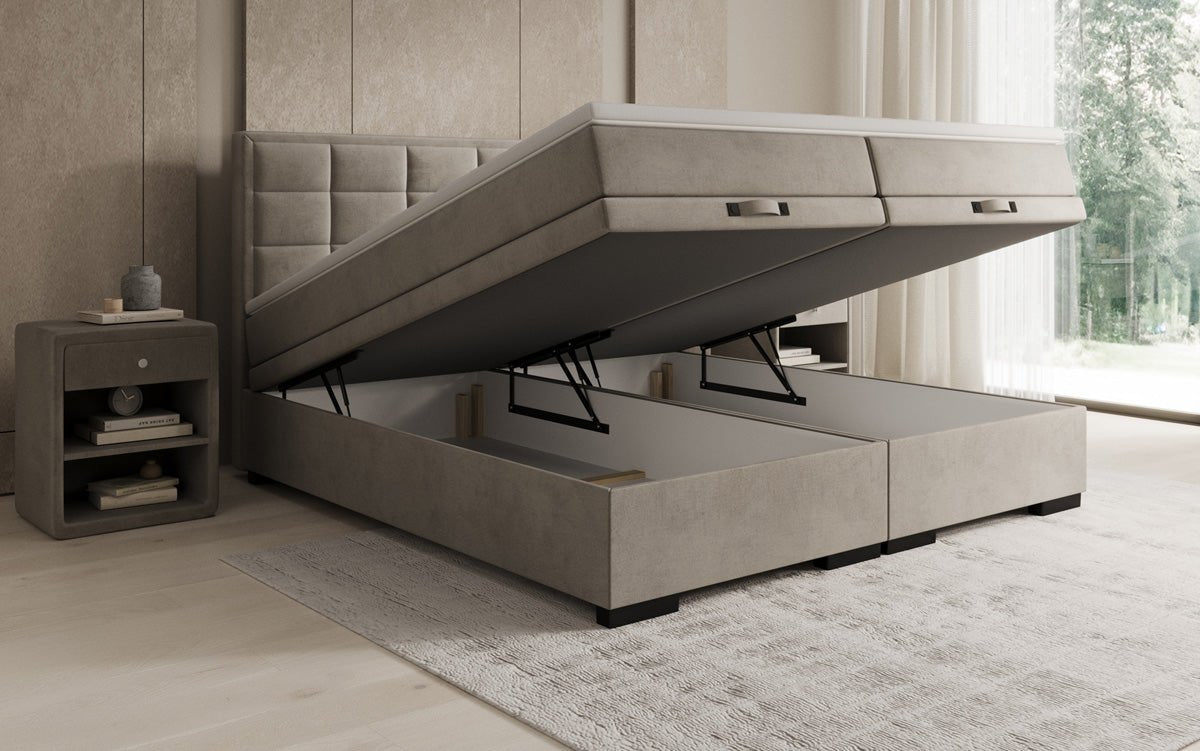 Boxspringbett Alessia mit Stauraum in Samt