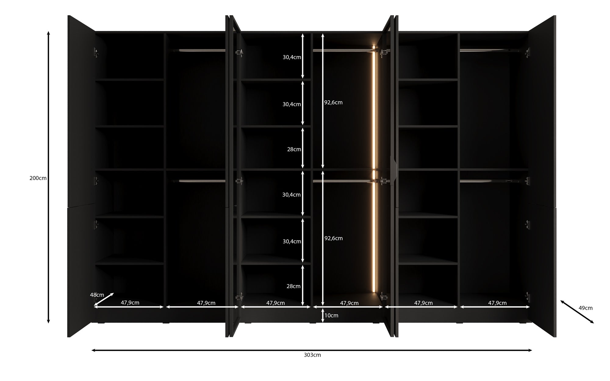Modulo Arven – Dreimoduliger Design-Kleiderschrank mit Holz- und Glasfront
