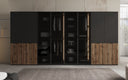 Moduro Arven XL – Viermoduliger Design-Kleiderschrank mit Holz- und Glasfront