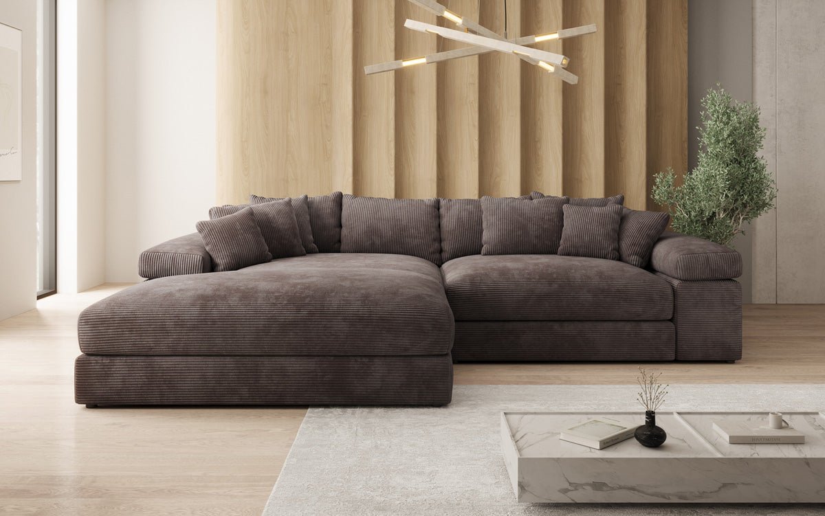 Designer Sofa Bernardo mit breiter Ottomane in Cord