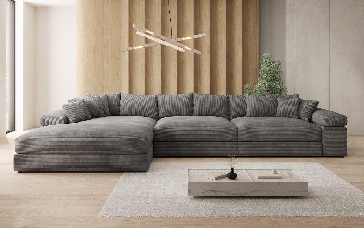 Designer Sofa Bernardo L Maxi mit breiter Ottomane in Cord