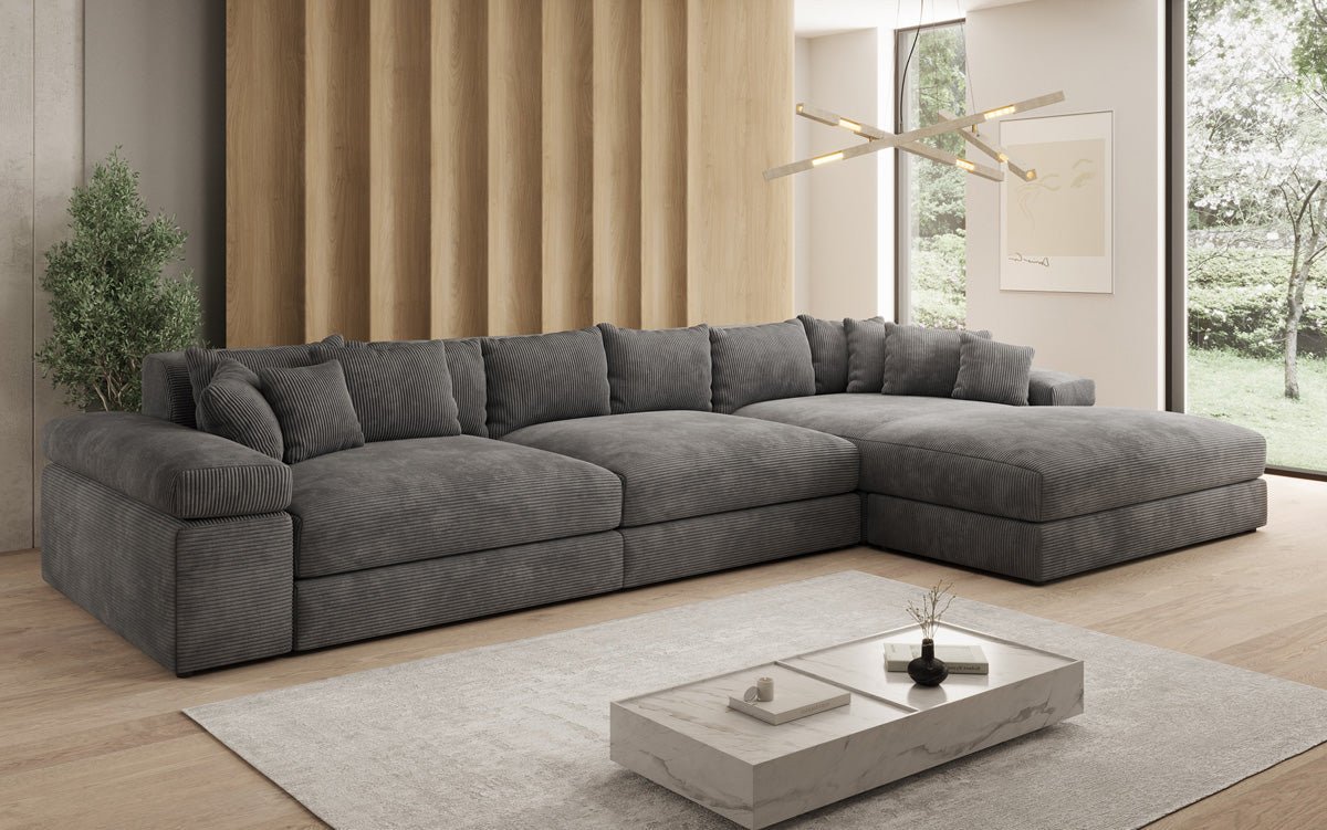 Designer Sofa Bernardo L Maxi mit breiter Ottomane in Cord