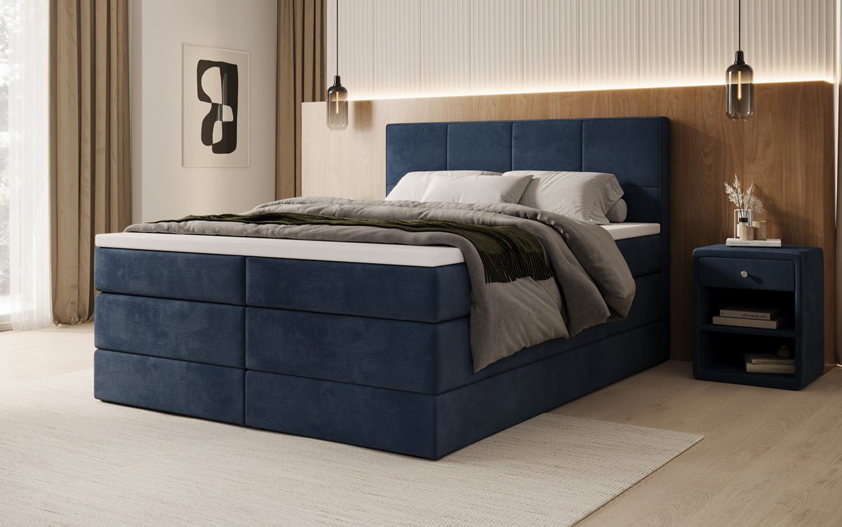 Boxspringbett Mareno mit Stauraum in Samt
