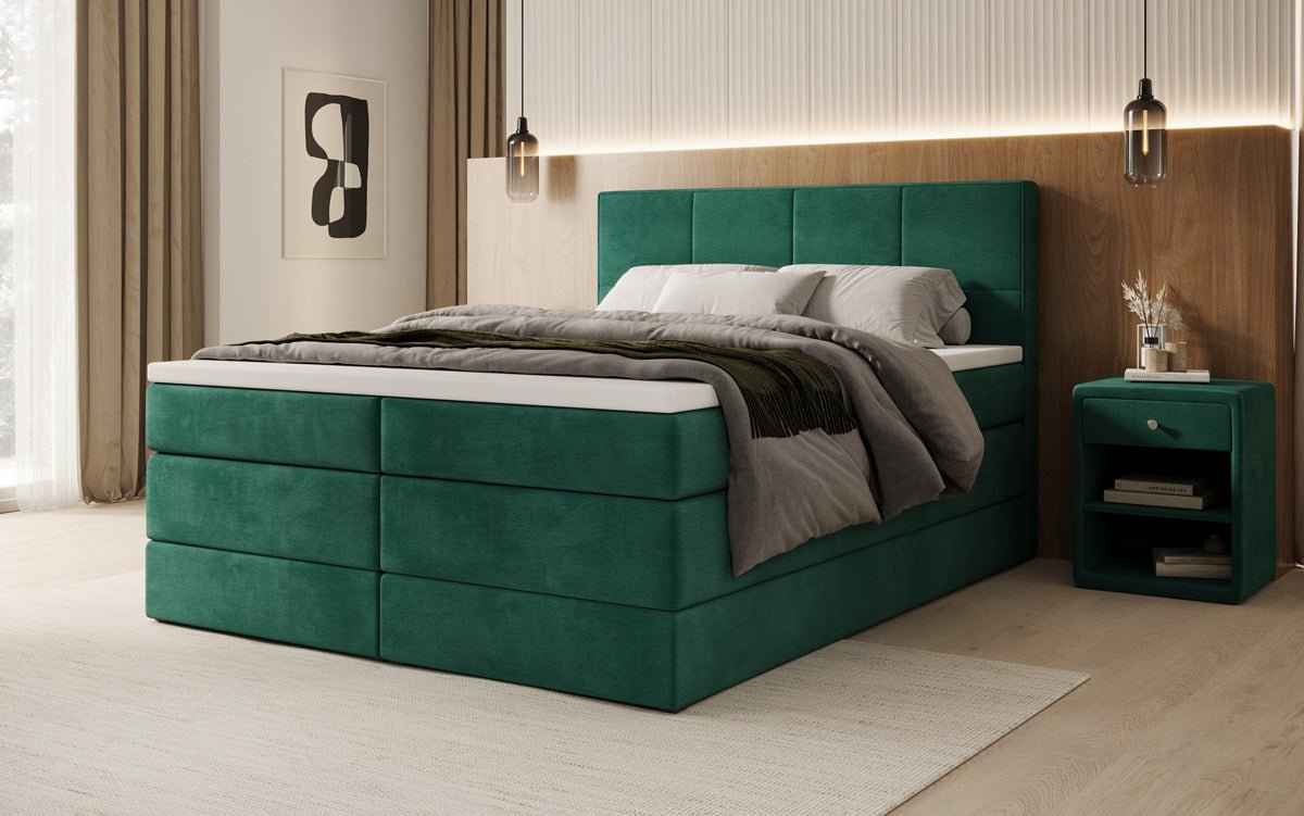 Boxspringbett Mareno mit Stauraum in Samt