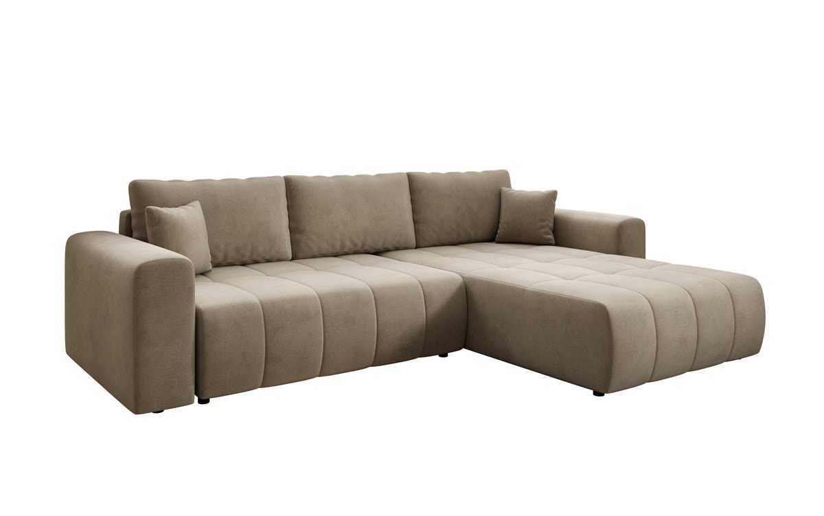 Designer Sofa Leveno L mit Schlaf- und Klappfunktion in Samt