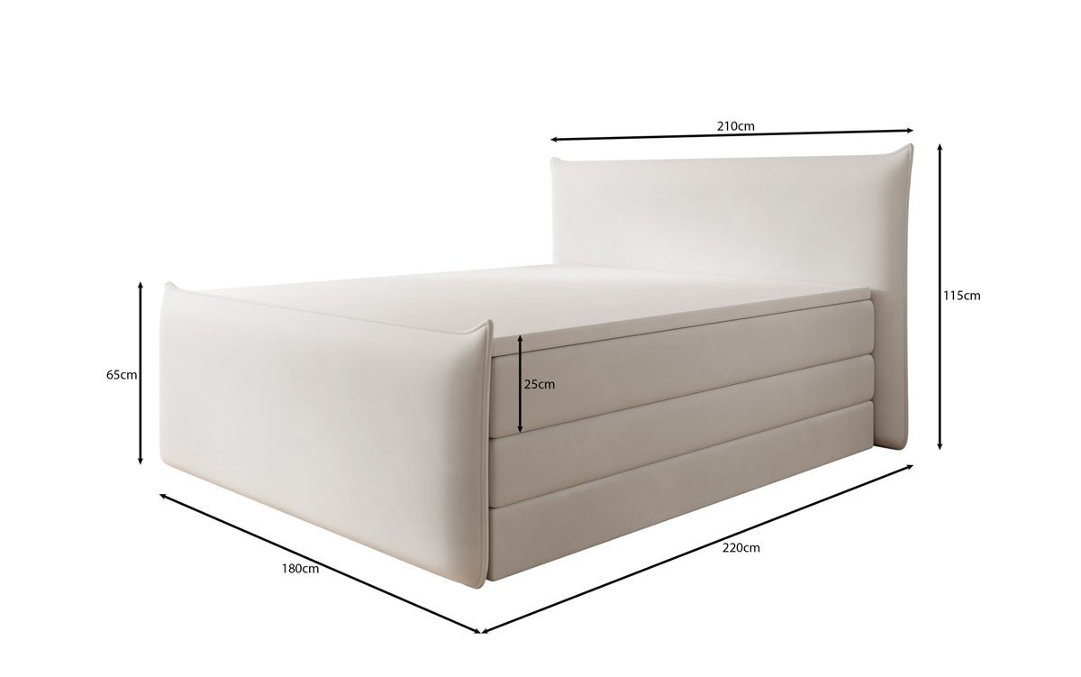Boxspringbett Liana II mit hochklappbarem Stauraum in Samt