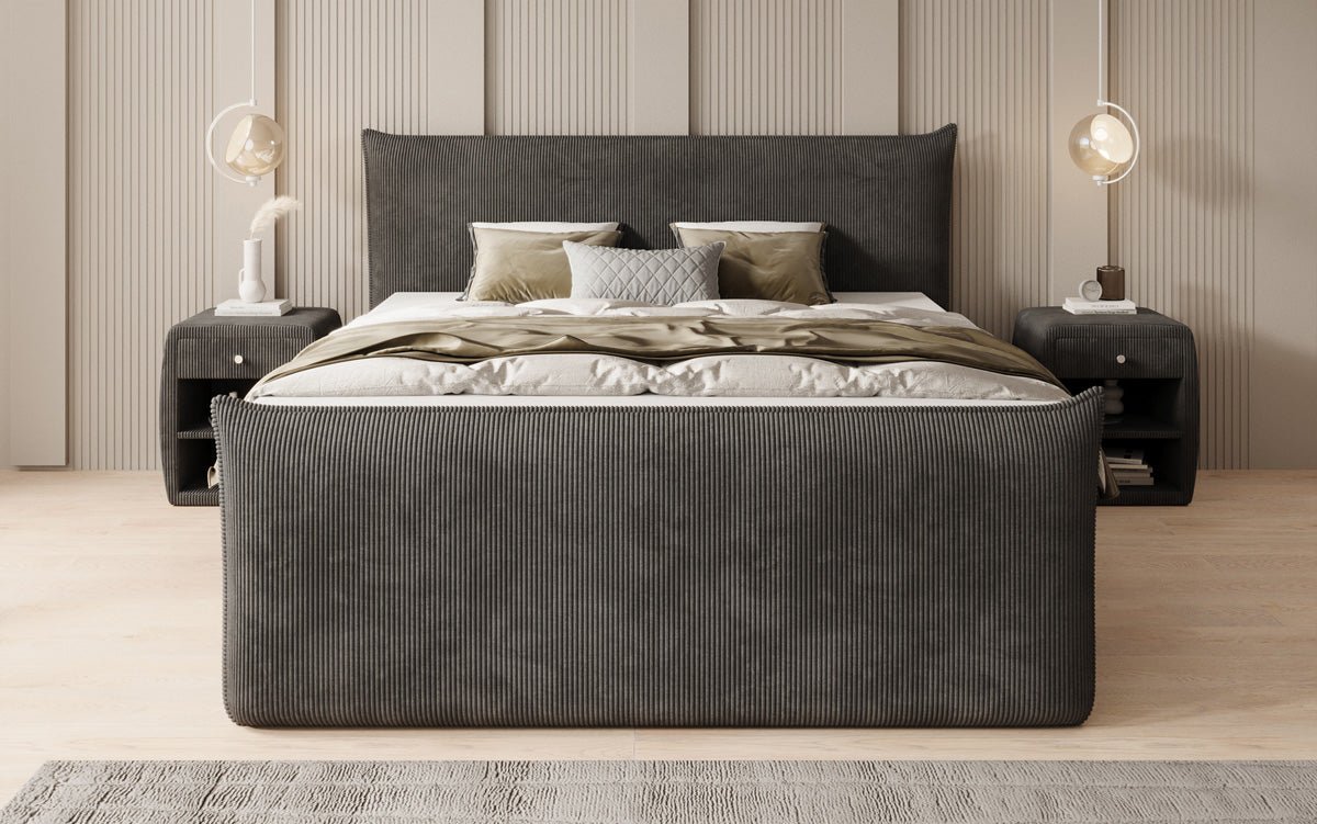 Boxspringbett Liana II mit hochklappbarem Stauraum in Cord