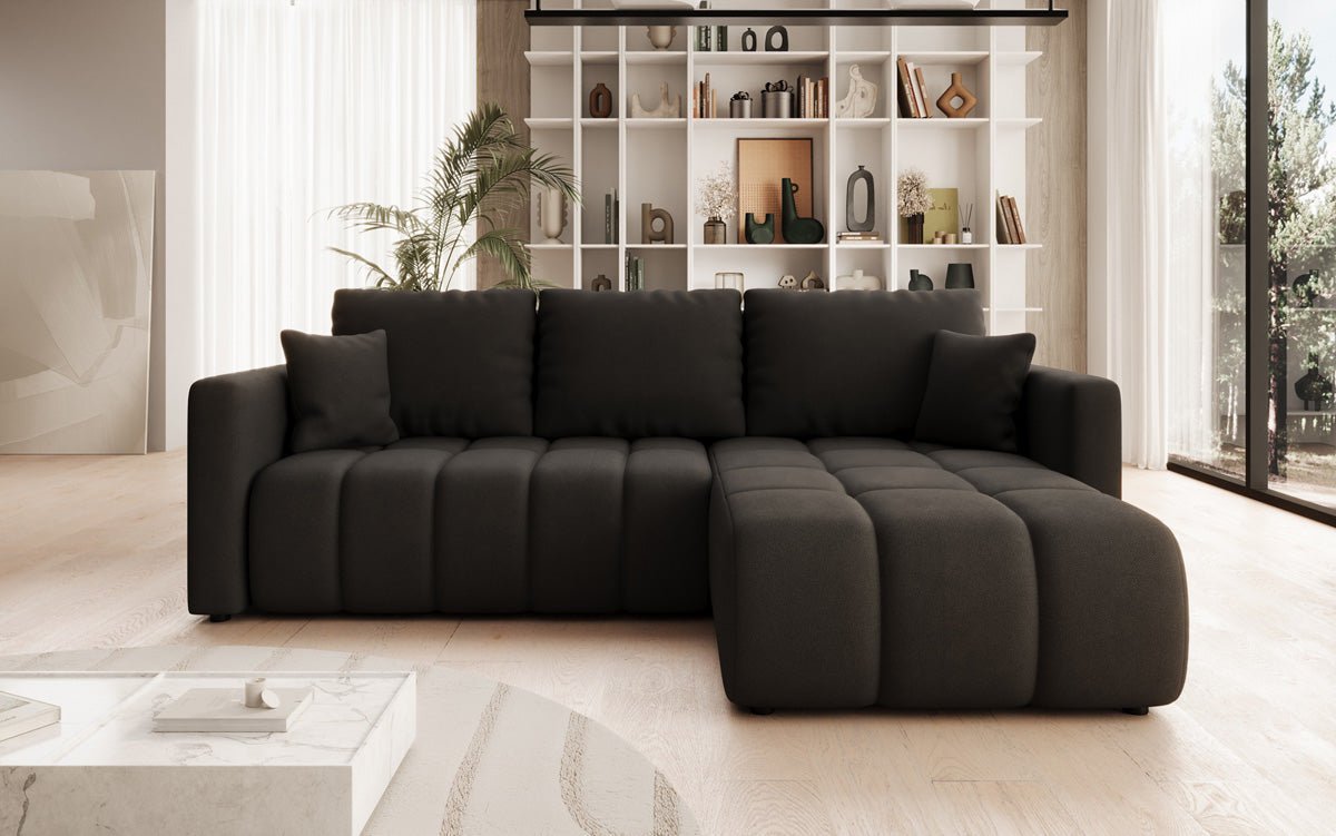 Designer Sofa Beatrice L mit Schlaf- und Klappfunktion in Stoff