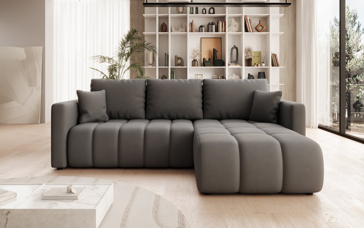 Designer Sofa Beatrice L mit Schlaf- und Klappfunktion in Stoff