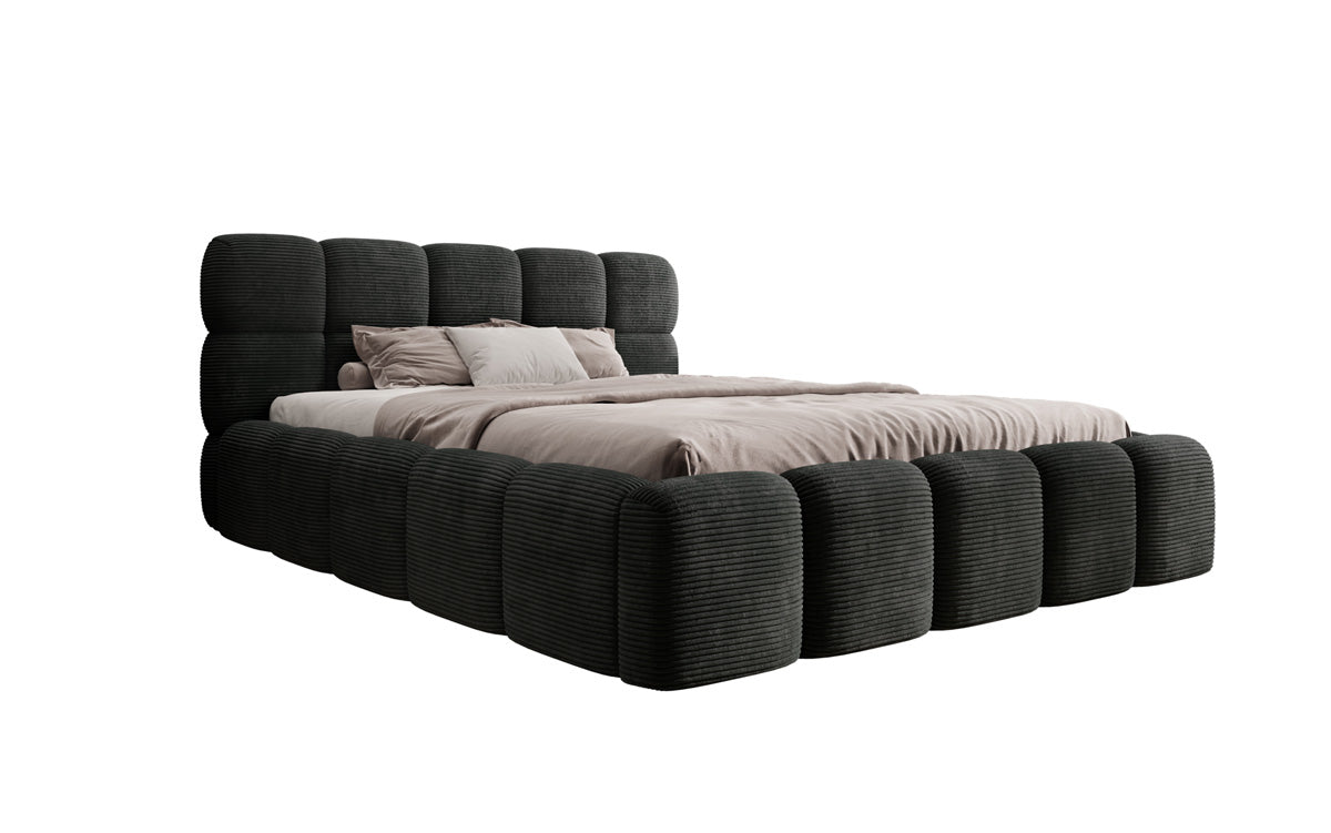 Designer Polsterbett Noeva in Cord mit Stauraum