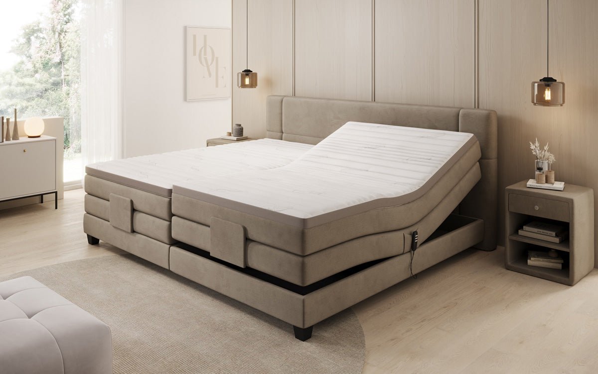 Familien Boxspringbett Noela 220/240x200 elektrisch verstellbar in Samt