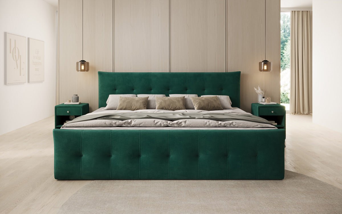 Familien Boxspringbett Valenza – 220/240x200 mit Stauraum in Samt