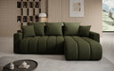 Designer Ecksofa Giulio mit Schlaf- und Klappfunktion in Bouclé