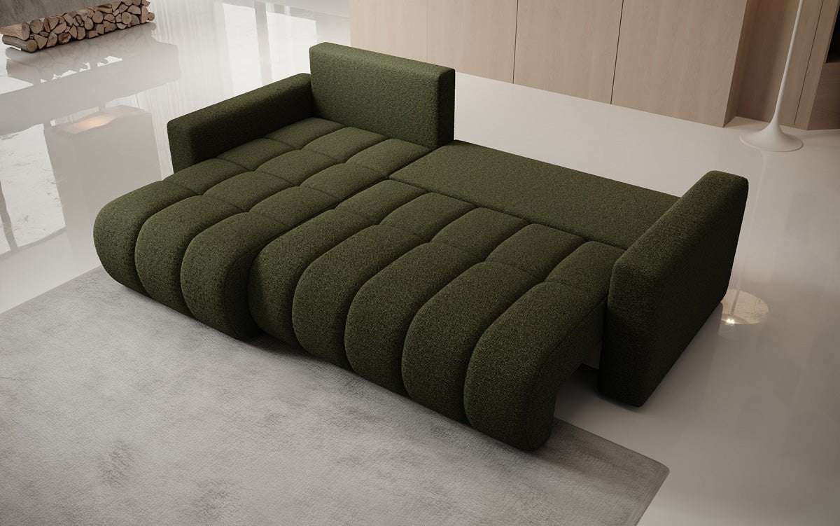 Designer Sofa Giulio L mit Schlaf- und Klappfunktion in Bouclé