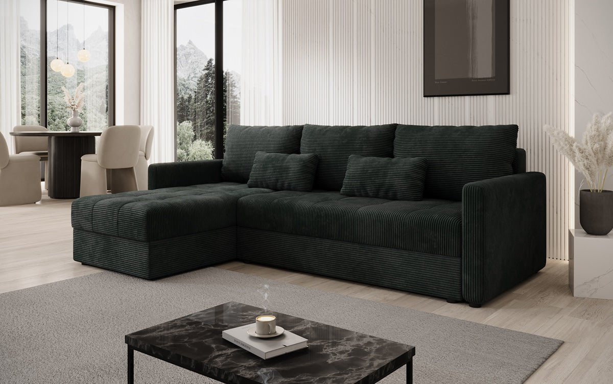 Designer Sofa Roma in Cord mit Schlaf- und Klappfunktion