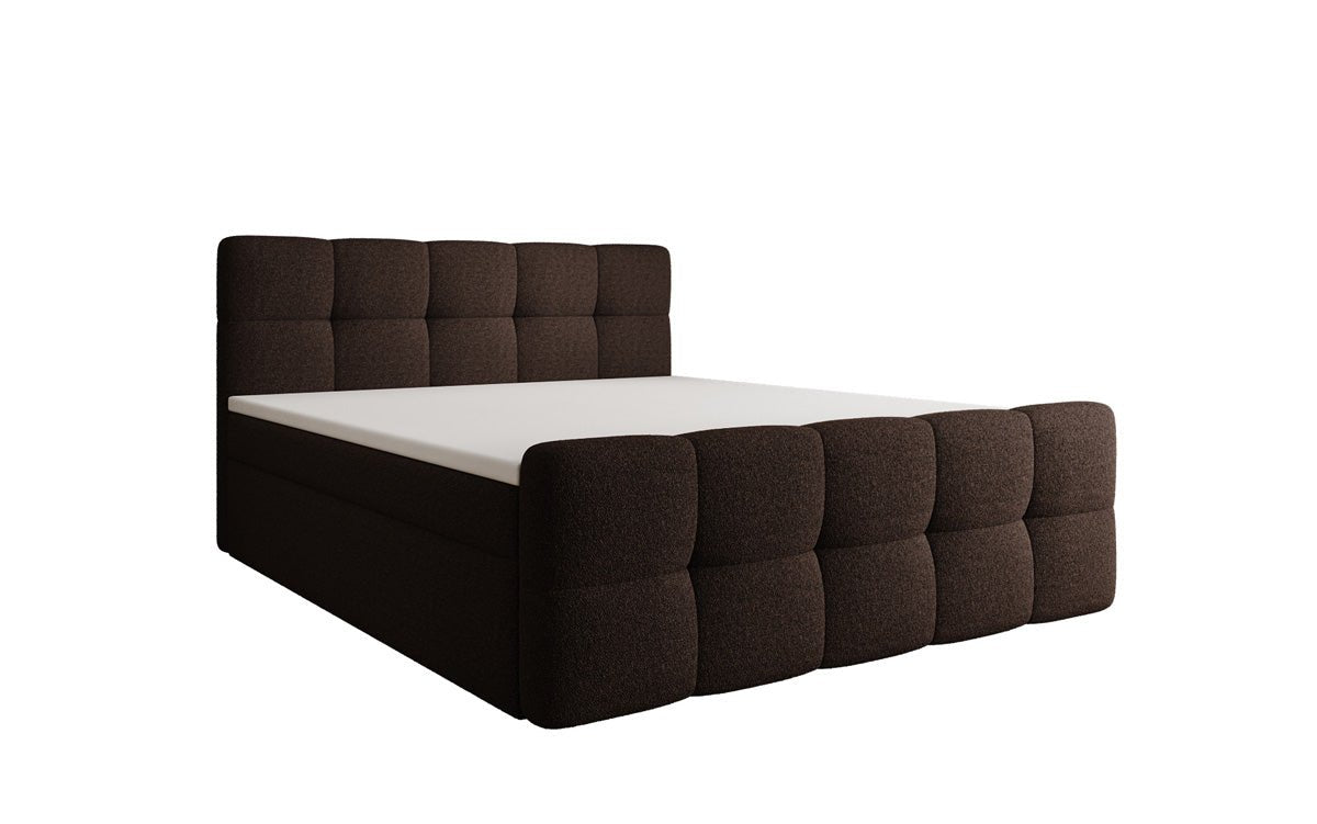 Boxspringbett Cozy in Teddy Bouclé mit Stauraum
