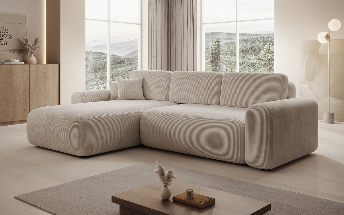 Designer Sofa Lola mit Schlaf- und Klappfunktion in Cord