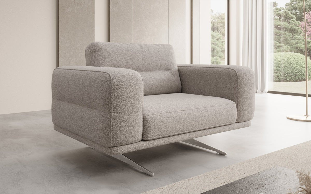 Designer Sofa-Sessel Torino mit Armlehnen in Bouclé