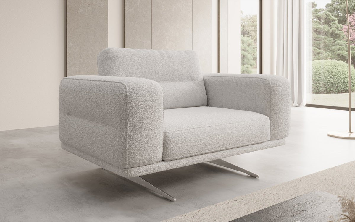 Designer Sofa-Sessel Torino mit Armlehnen in Bouclé