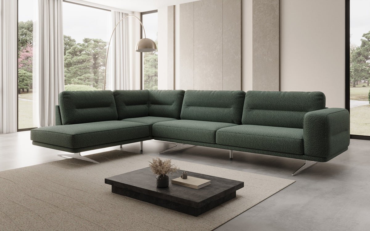 Designer L Sofa closed Torino in Bouclé