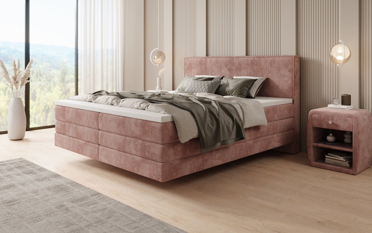 Boxspringbett Elara mit Schwebeoptik in Cord