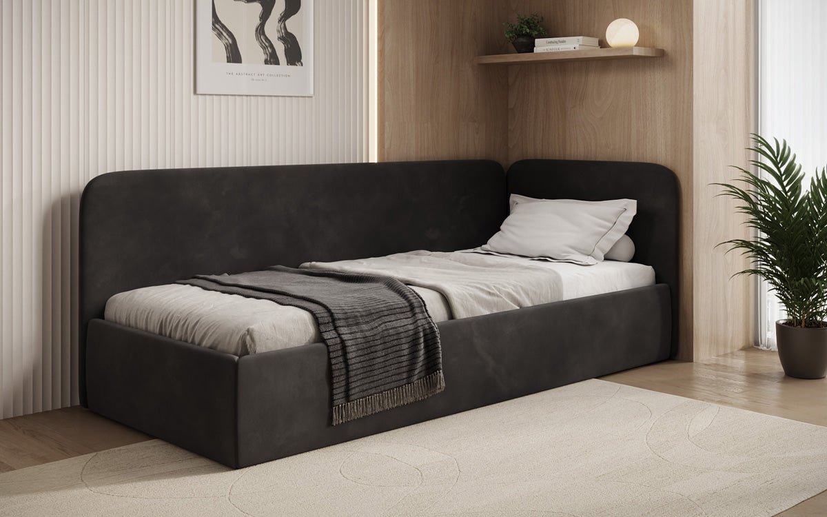Designer Polsterbett/Gästebett/Sofa Cleo mit Stauraum