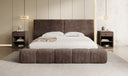 Designer Polsterbett Elise in Cord mit Stauraum